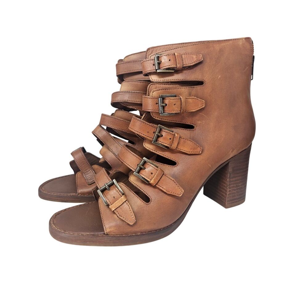 NEW Vintage Foundry 8 Lauralyn Gladiator Sandal Brown Leather Boho Cut Out